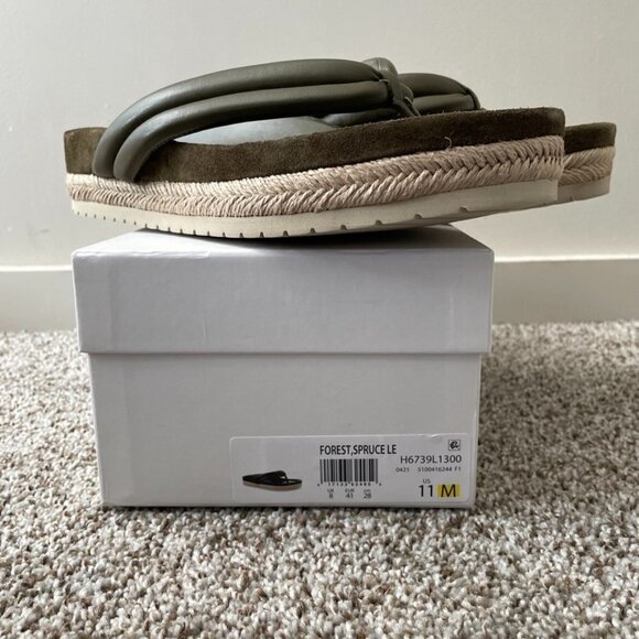 VINCE | New Forest Green Espadrille Platform Leather Flip Flop - Picture 8 of 11